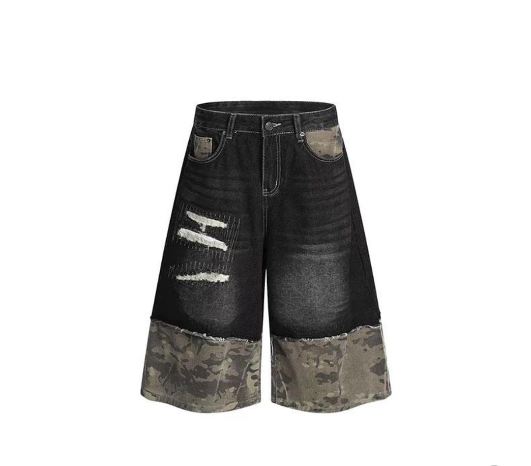 Camouflage Splicing Design Vintage Baggy Jeans