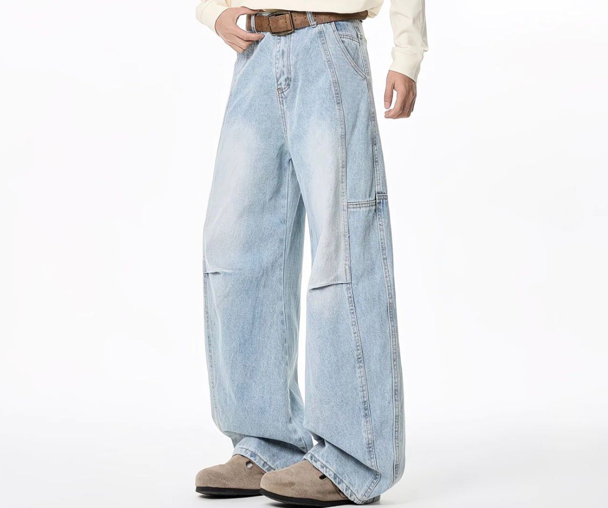 Light Wash Baggy Cargo Jeans 6