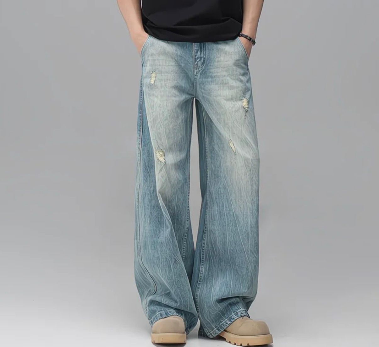 Wide-Leg Denim Jeans 2