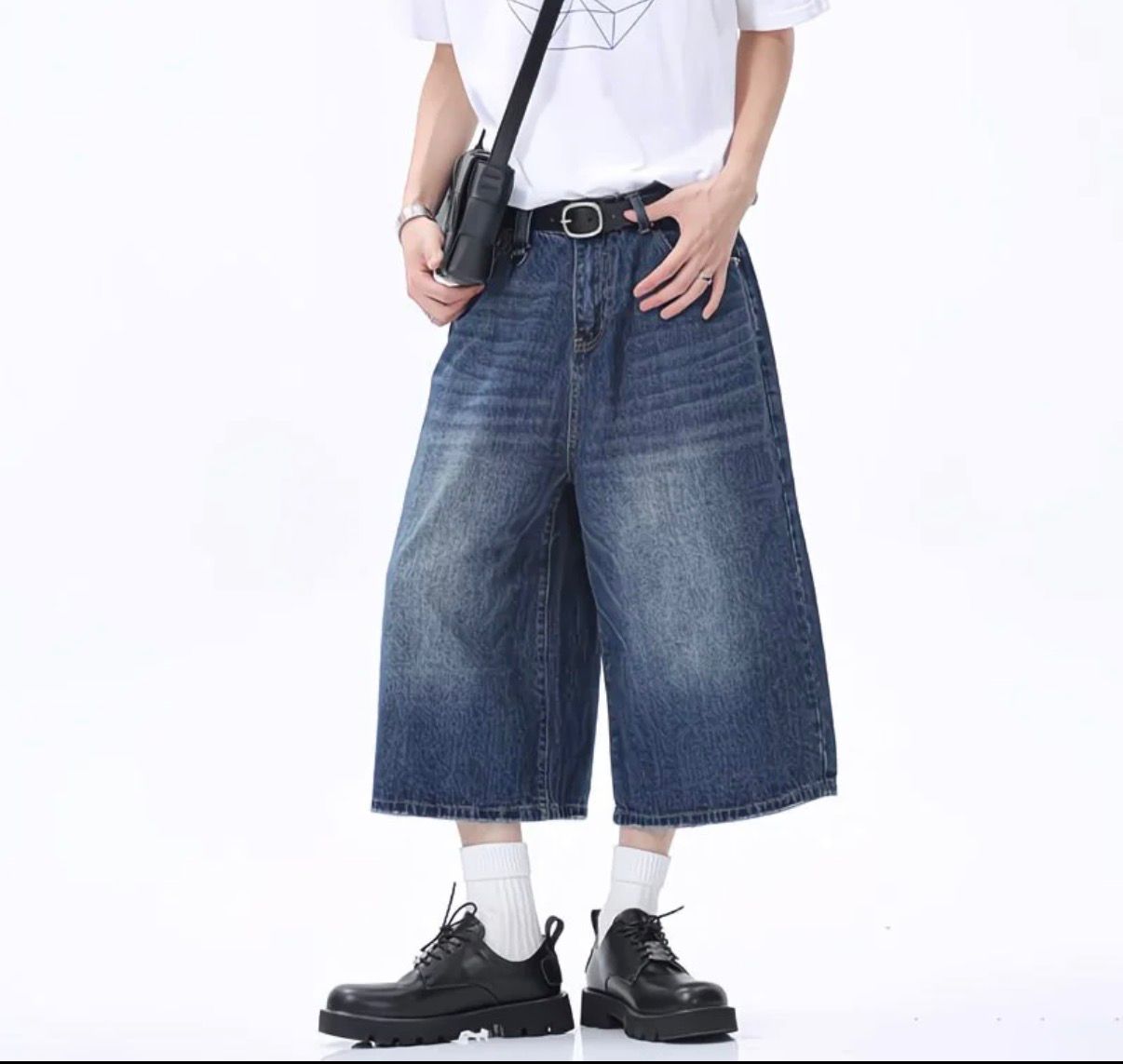 Washed Straight Denim Jorts