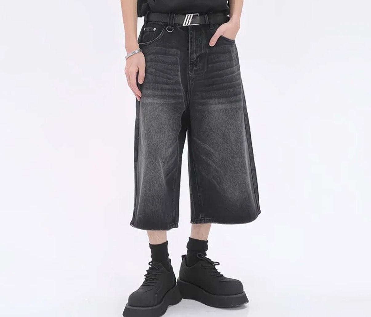 Washed Straight Denim Jorts 2