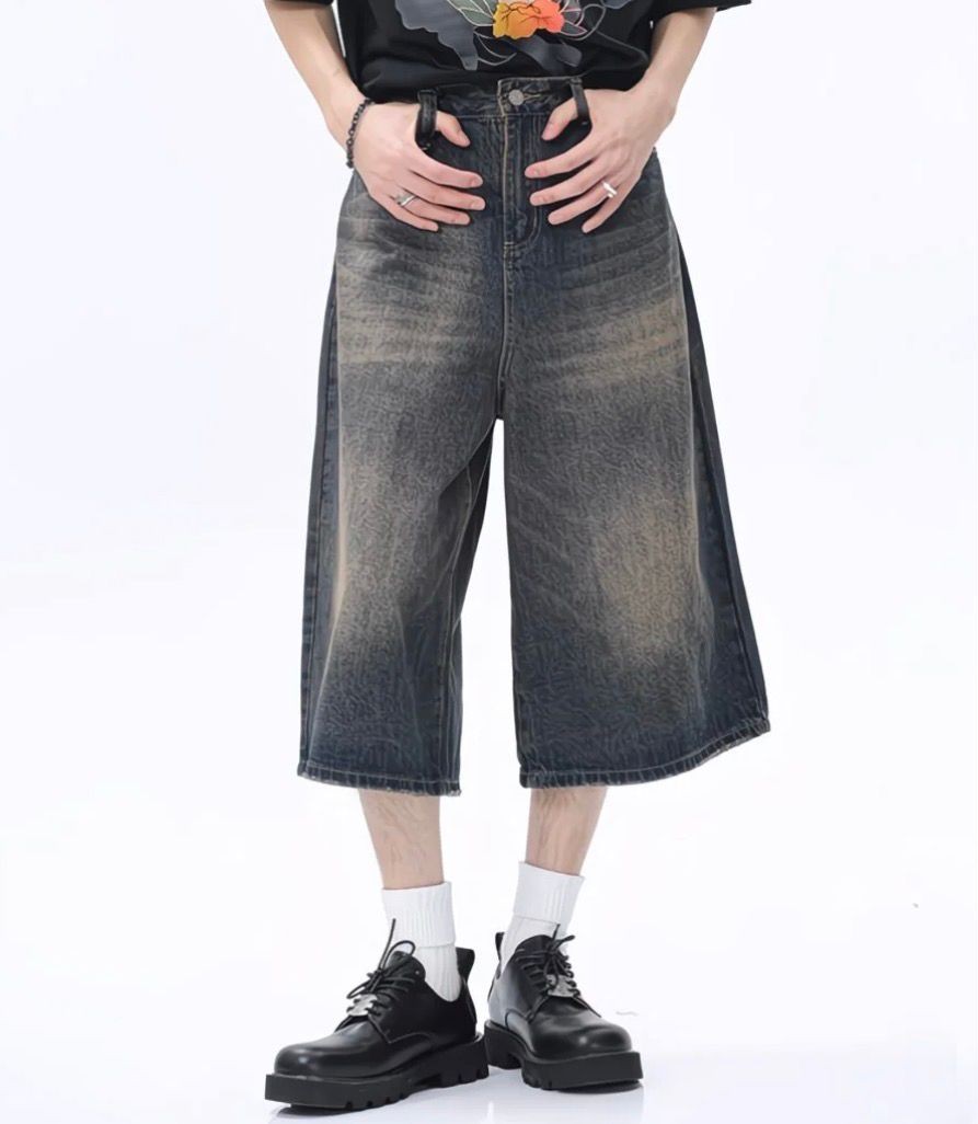 Washed Straight Denim Jorts 3