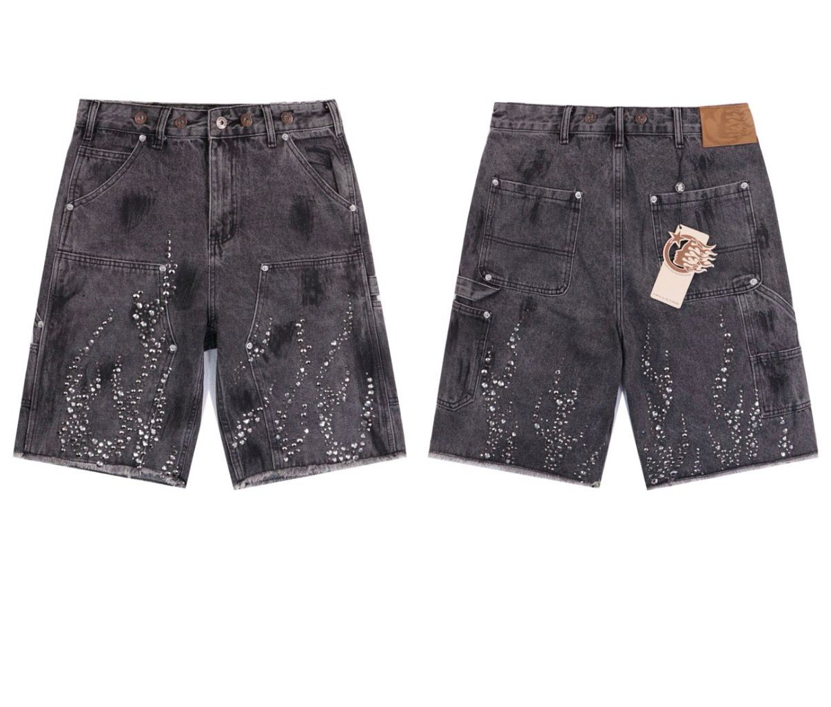 Hellstar Fire Diamond Denim Shorts 2
