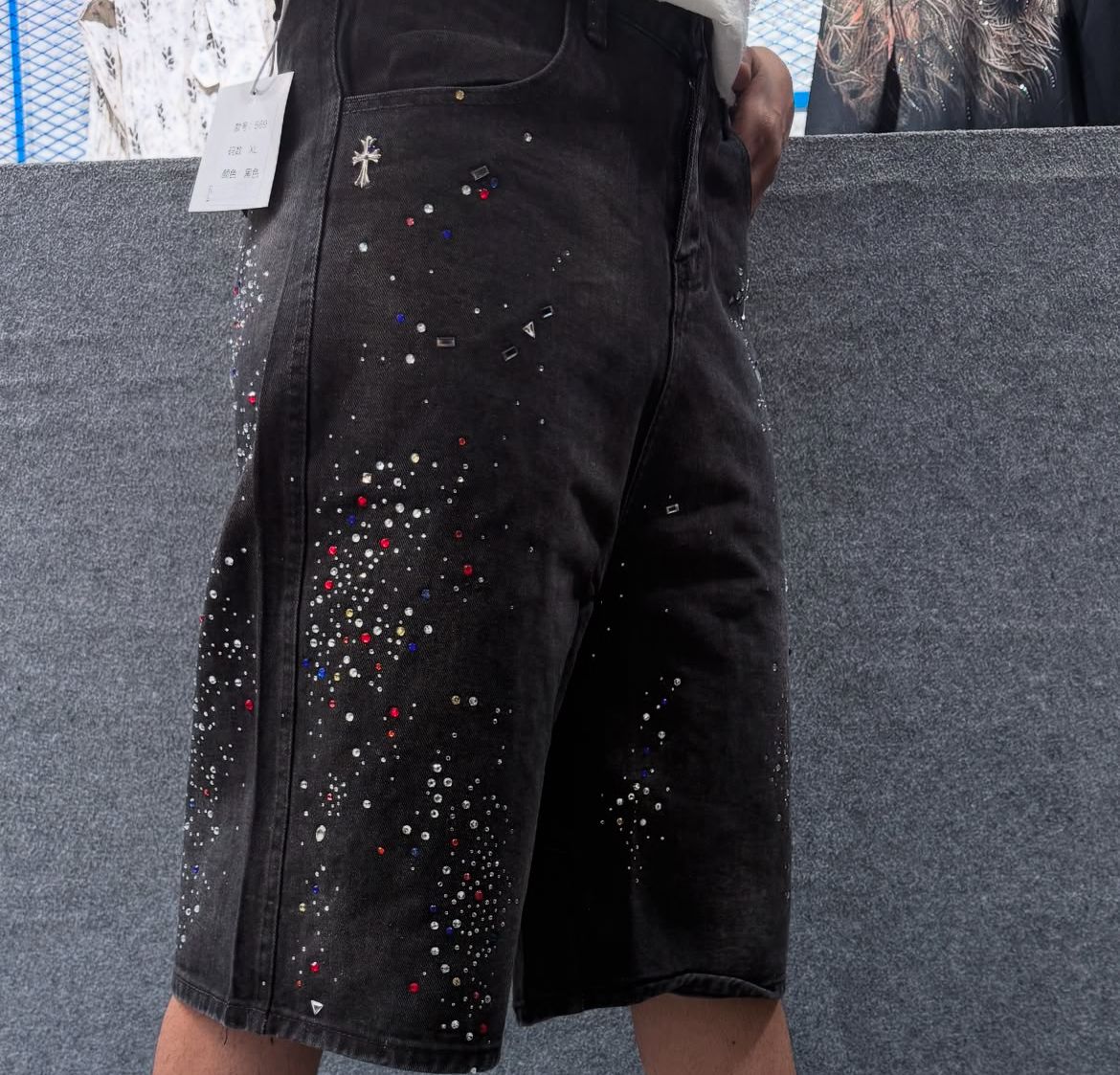 Hellstar Fire Diamond Denim Shorts 5