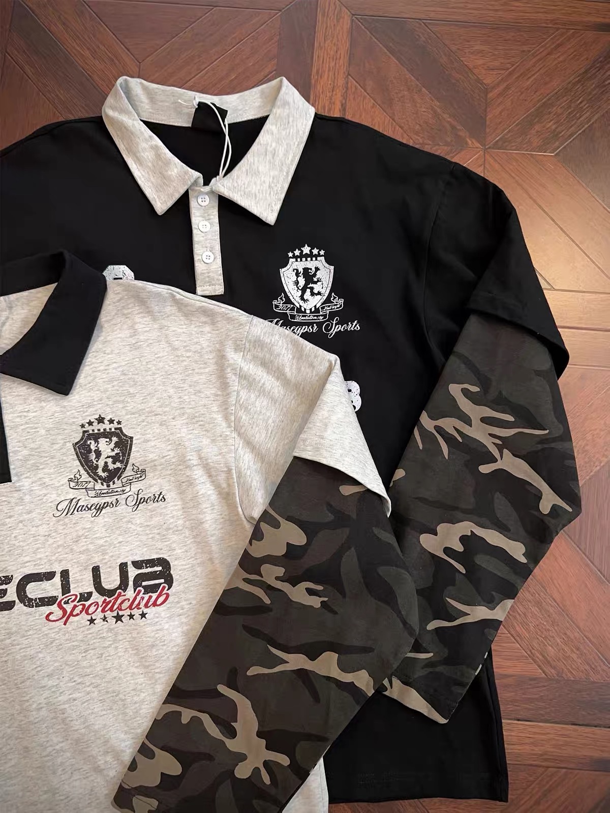 MASECLUB Sportclub Faux‑Layered Camo Sleeve Polo 7
