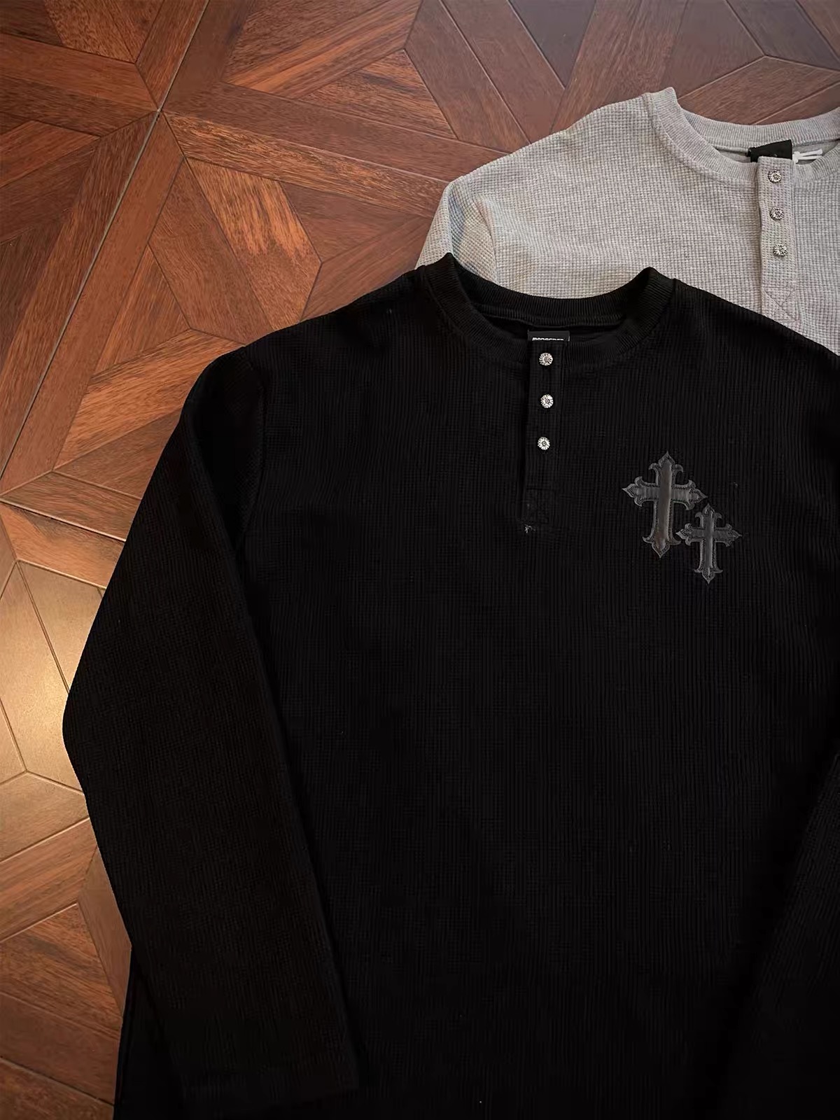 Chrome Hearts Cross Patch Henley Thermal Long‑Sleeve 4