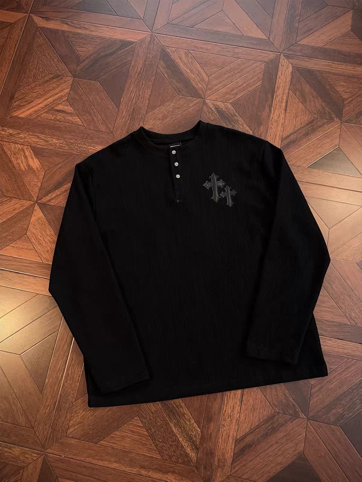Chrome Hearts Cross Patch Henley Thermal Long‑Sleeve 11