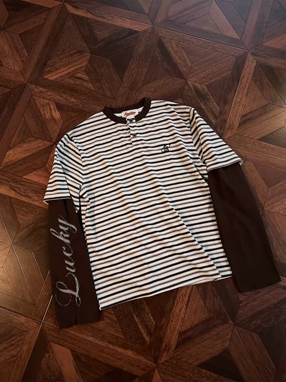 Layered Striped Henley T‑Shirt 10
