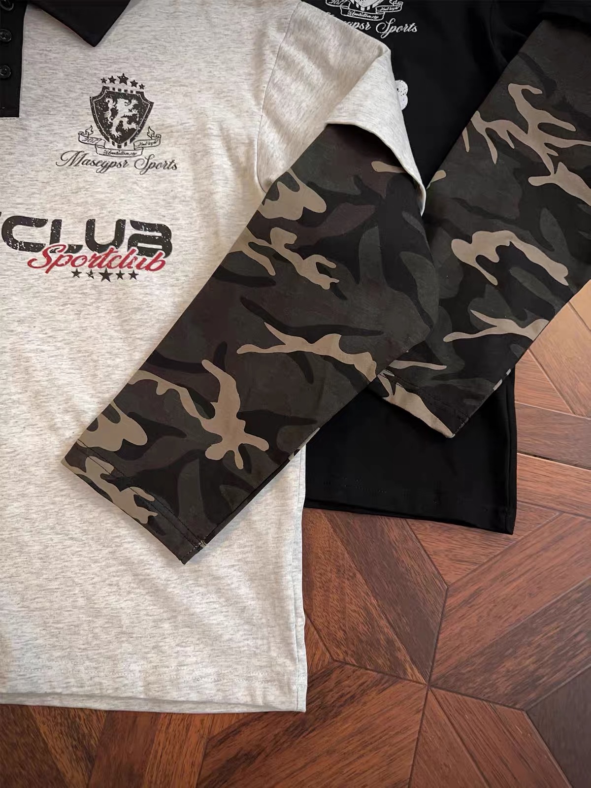 MASECLUB Sportclub Faux‑Layered Camo Sleeve Polo 6