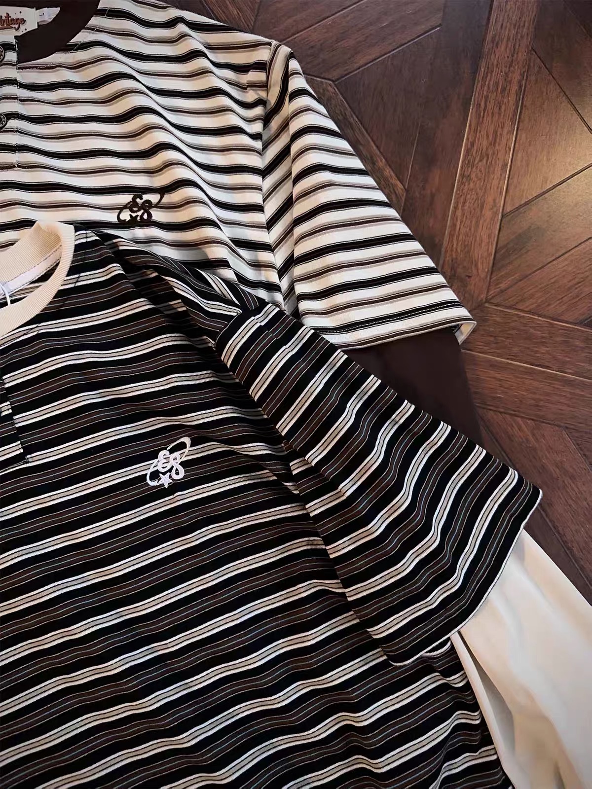 Layered Striped Henley T‑Shirt 7