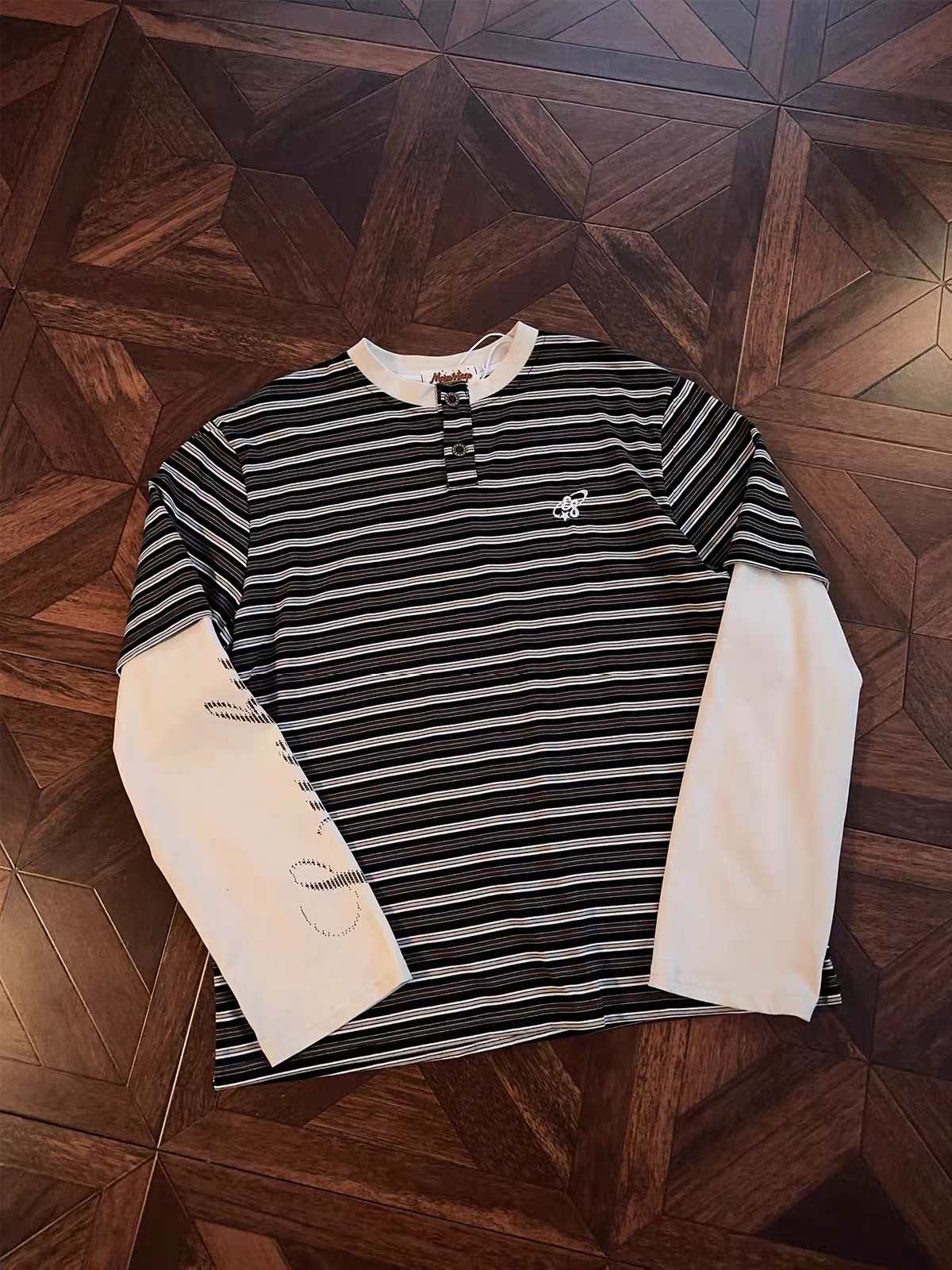 Layered Striped Henley T‑Shirt 12
