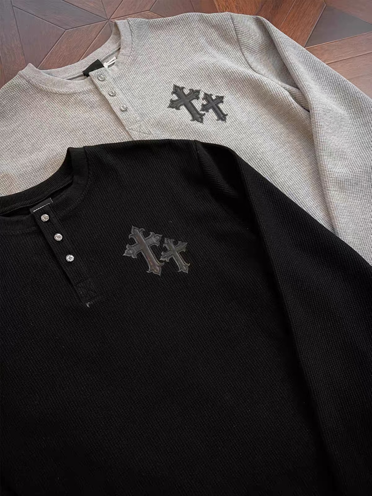 Chrome Hearts Cross Patch Henley Thermal Long‑Sleeve 6