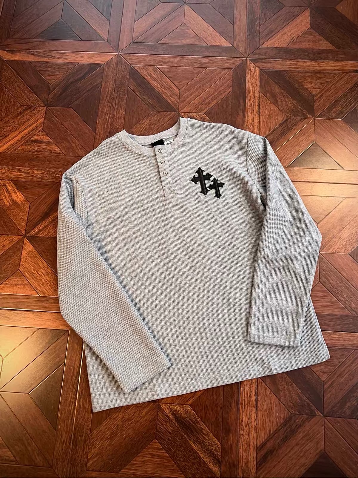 Chrome Hearts Cross Patch Henley Thermal Long‑Sleeve 10