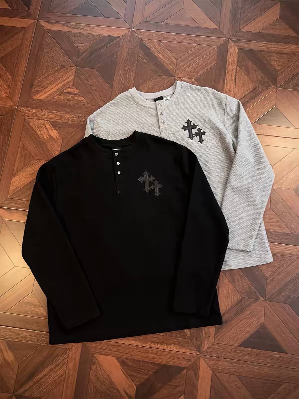 Chrome Hearts Cross Patch Henley Thermal Long‑Sleeve 2