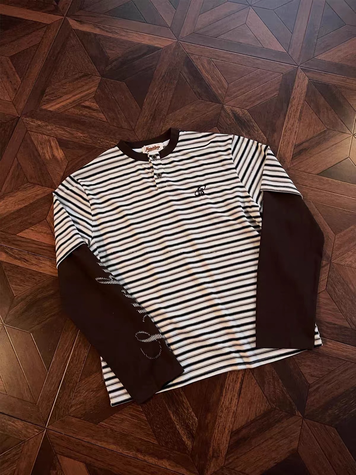Layered Striped Henley T‑Shirt 11