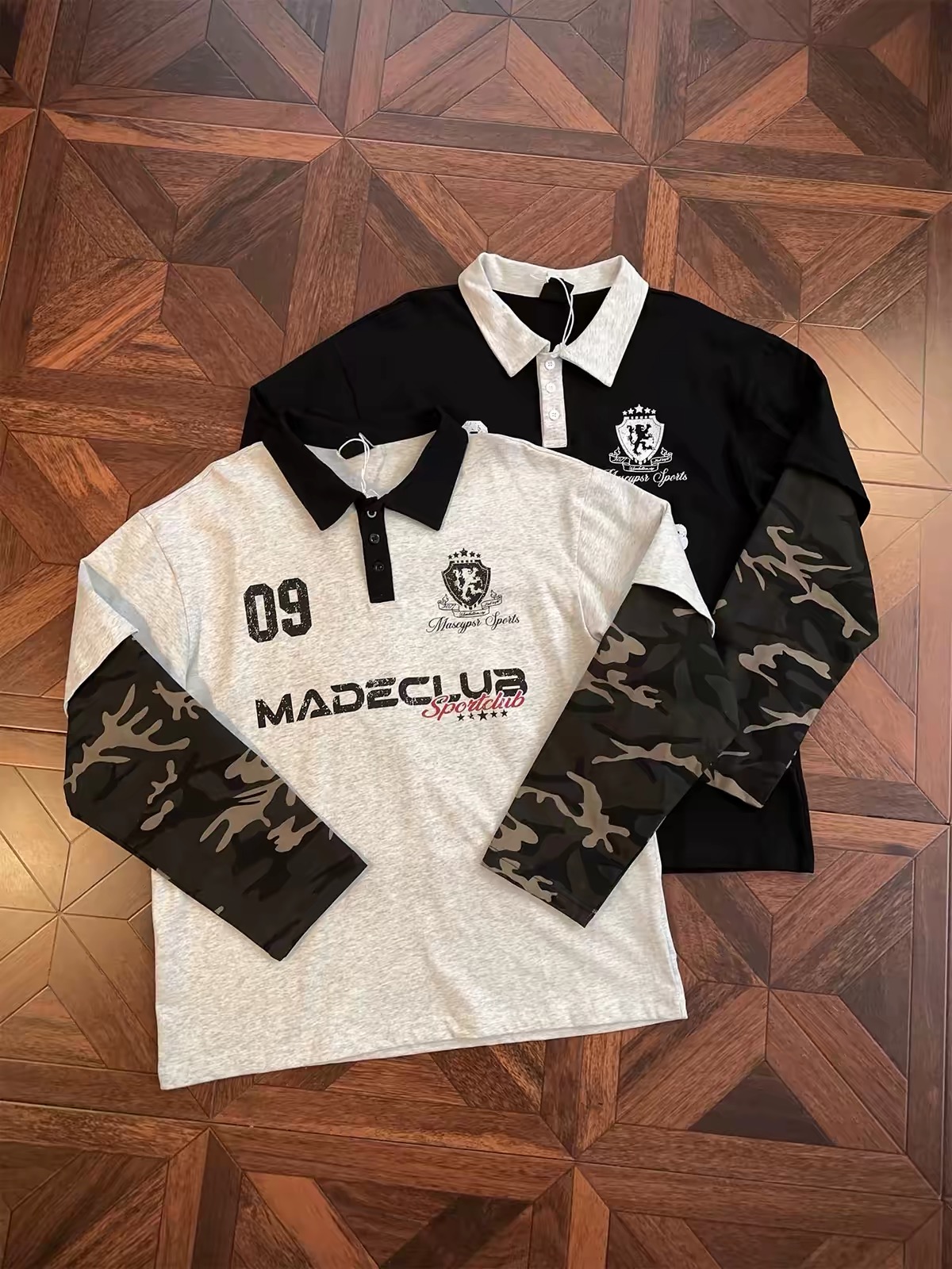 MASECLUB Sportclub Faux‑Layered Camo Sleeve Polo 11