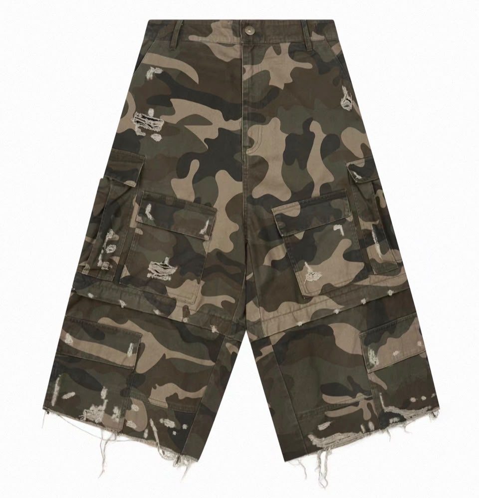 Knee-Zip Convertible Camo Cargo Shorts