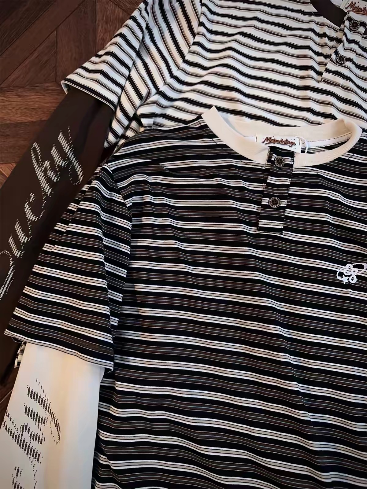 Layered Striped Henley T‑Shirt 5