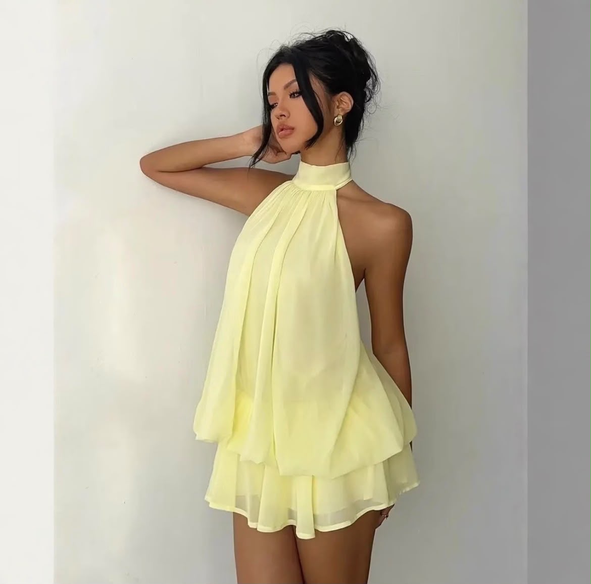 High-Neck Chiffon Halter Top 8