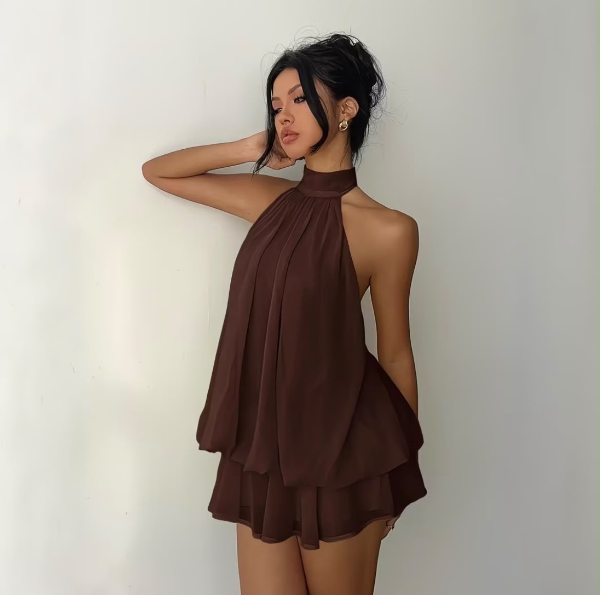 High-Neck Chiffon Halter Top 2