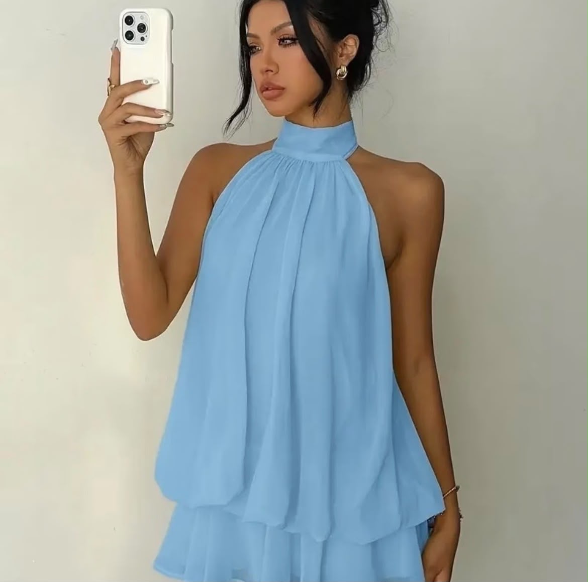 High-Neck Chiffon Halter Top 7